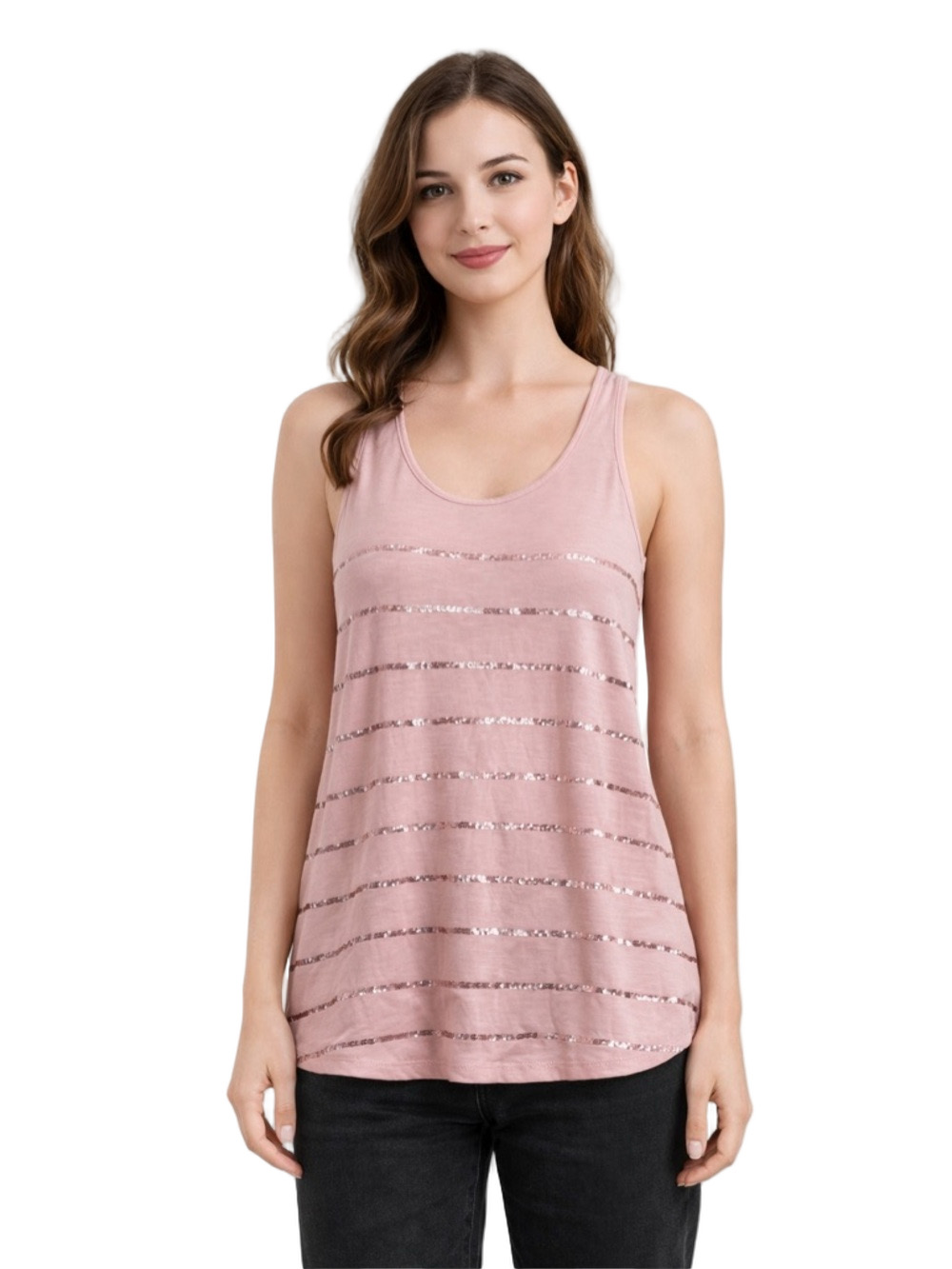 Vanity Pink and rose Gold Sequin y2k Tank Top